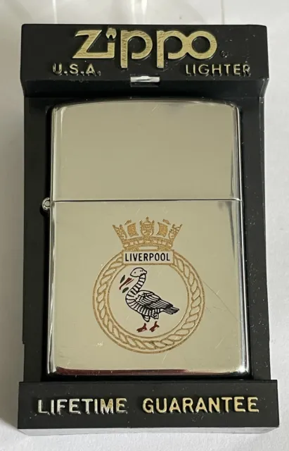 Vintage 1982 Zippo Lighter 'Hms Liverpool' Boxed