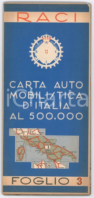 1939 RACI Carta automobilistica d'Italia - Foglio 3 *PIRELLI AGIP