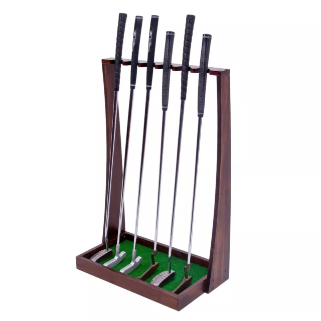 GoSports Premium Wooden Golf Putter Stand - Indoor Display Rack, Holds 6 Club...