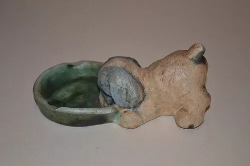 Bourne Denby Pottery Rare Cute Puppy Dog with tray c.1930's