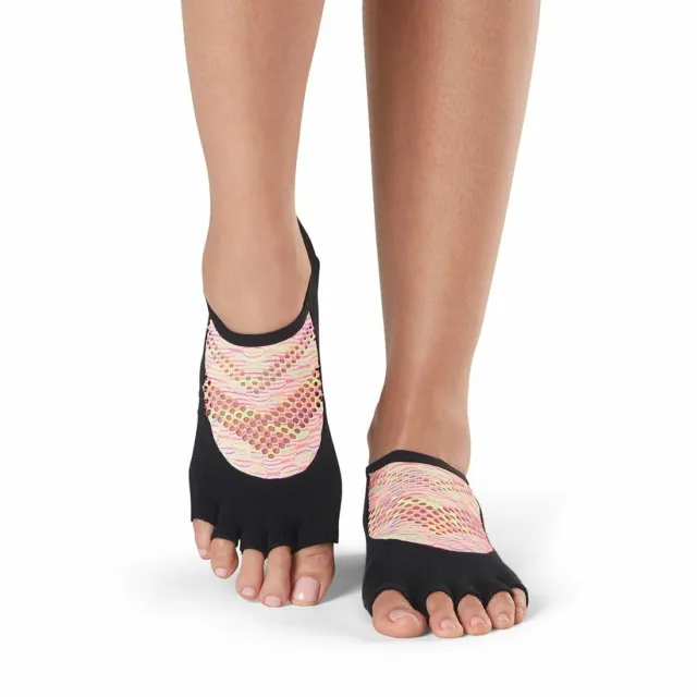 TOESOX Womens Yoga Socks Elle Half Toe Grip Villa Pattern Size