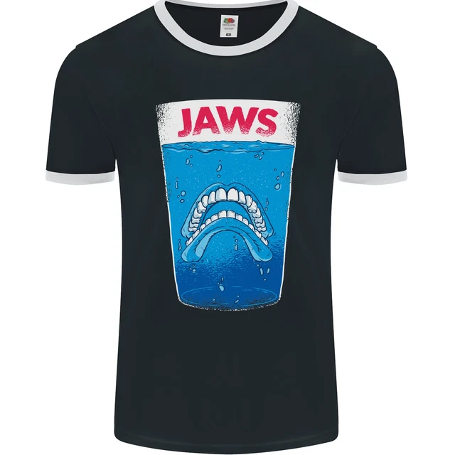 Jaws Funny Parody Dentures Skull Teeth Mens Ringer T-Shirt FotL