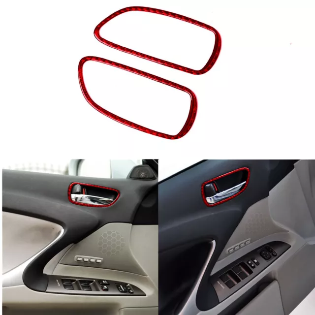 Red Carbon Fiber Front Door Handle Cover Trim For Lexus IS250 300 350 2006-2012