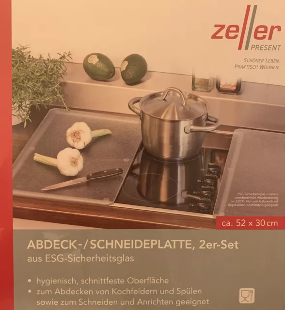 Zeller Ceranfeld-Abdeckung, 2-teilig BT 52x30 cm weiß