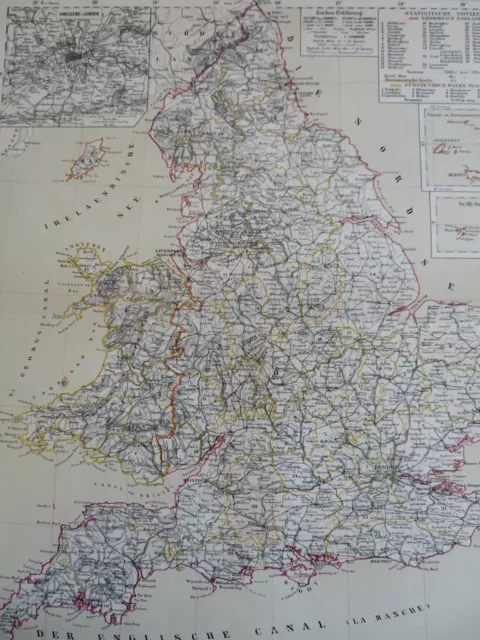 England & Wales United Kingdom London Cardiff York 1885 Flemming detailed map