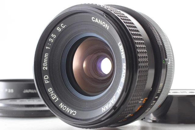 EXC+5+ W/ HOOD] Canon FD 28mm f3.5 S.C. Wide Angle MF Lens