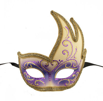 Mask from Venice Colombine Swan Lilou Purple Golden Gala 1148 V57