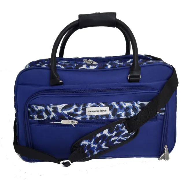 Samantha Brown Carry-All Travel Bag Luggage Organized Carry On~Blue Leopard