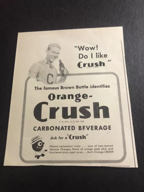 1940’s Orange Crush Soda Pop Beverage Magazine Print Ad