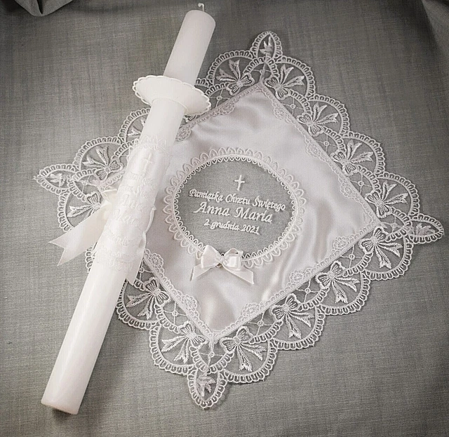 Candela e abito battesimo bambino personalizzato. Świeca i szatka do chrztu