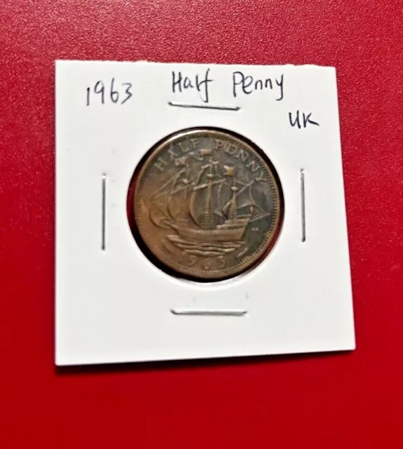 1963 Half Penny Uk Coin - Nice World Coin !!!