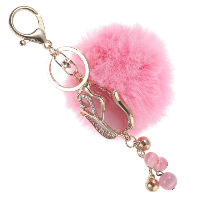 womens keychains for car keys pompom pendant porte-clés en fausse En Peluche por