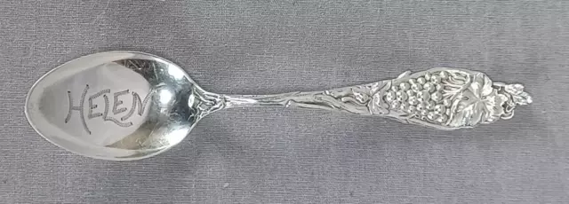 Mechanics Sterling Co Repousse Grape Engraved Helen Sterling Silver Spoon