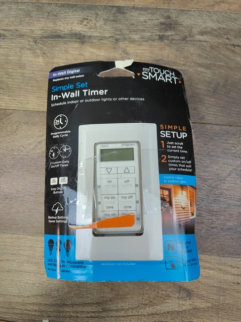 MYTOUCHSMART 24-HOUR IN-WALL Digital Timer, 4 Programmable Easy On/Off ...