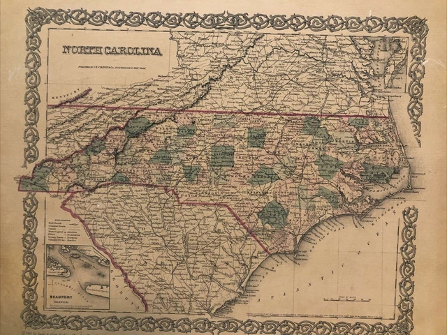 J.H. Colton North Carolina vintage map 1967 Lewis & Clark Explorer Maps Ltd