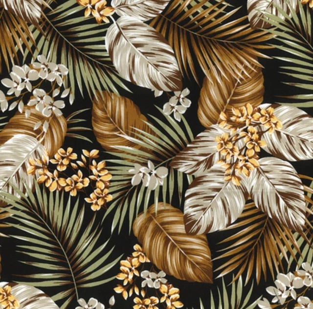 100% Cotton Poplin Fabric Rose & Hubble Palm Leaves Tropical Florals