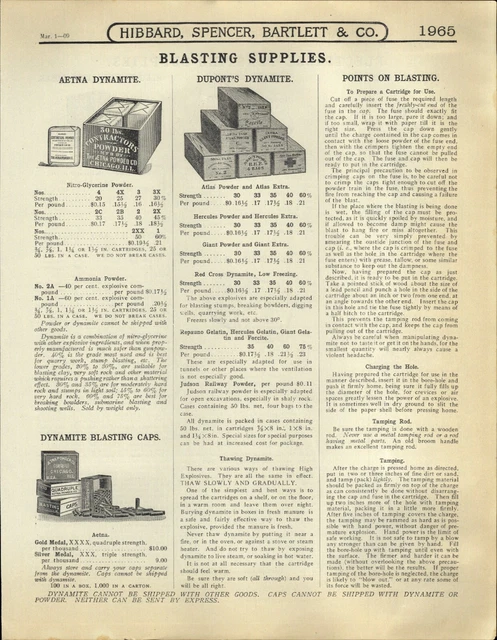1905 - 10 PAPER AD Aetna Dupont's Wood Box Dynamite Red Cross Blasting Machine