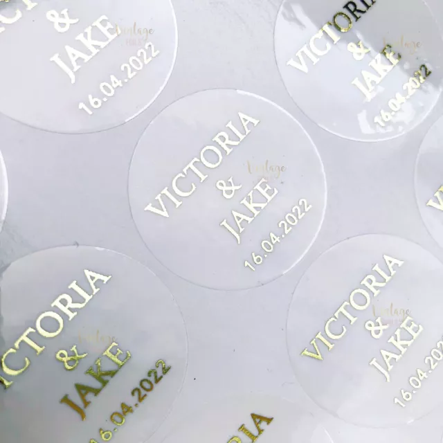 Personalised Name & Name Wedding Stickers, Envelope Seal, Gold Foil Stickers