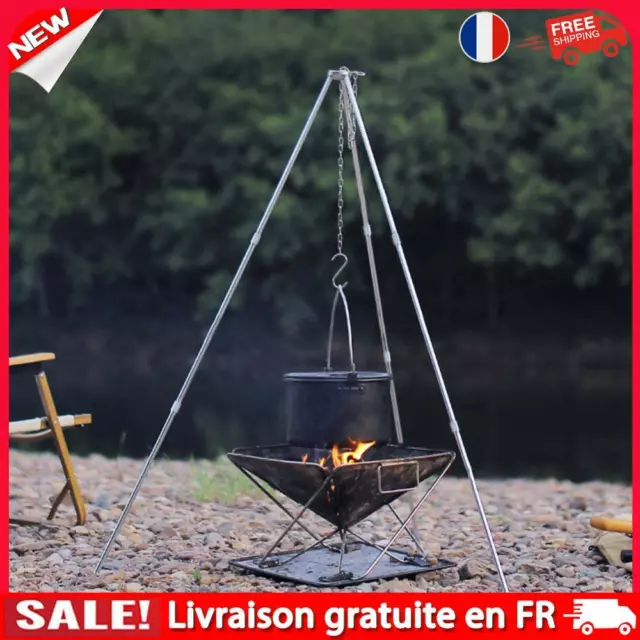 Camping Bonfire Tripod Triangle Support Portable Detachable Stand (Silver Small)