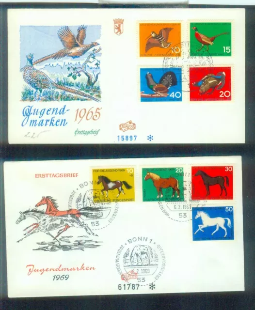 2 schöne Ersttagsbriefe aus  Deutschland: von 1965-1969, gestempelt