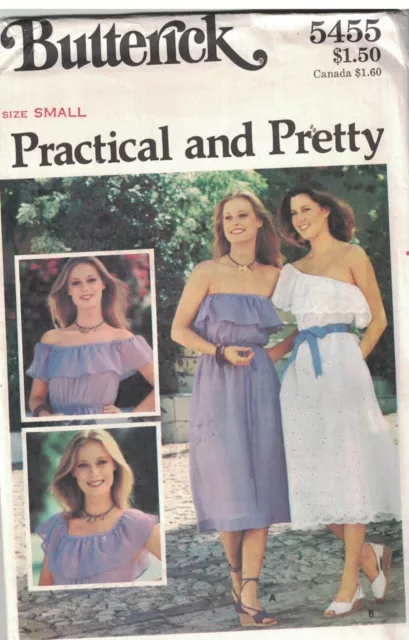 5455 UNCUT Vintage Butterick SEWING Pattern Misses Loose Fitting Dress Small OOP