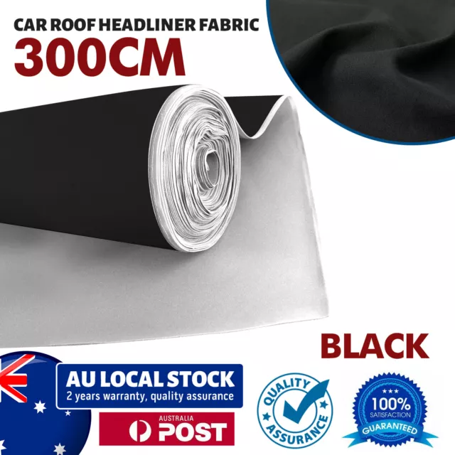 4.5sqm Headliner Fabric Black 3Mx1.5M Upholstery Roof Liner Replace 3mm Thick