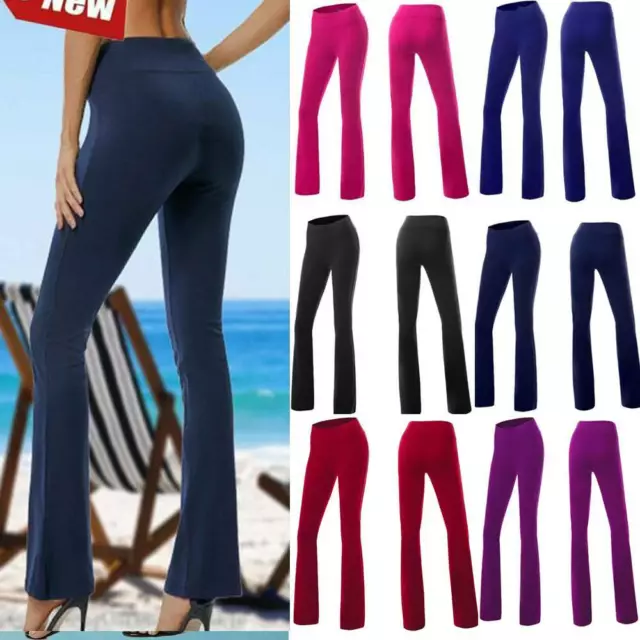 Womens Bootcut Yoga Pants Flared w/ Pockets High Waist Workout Bootleg  Leggings 