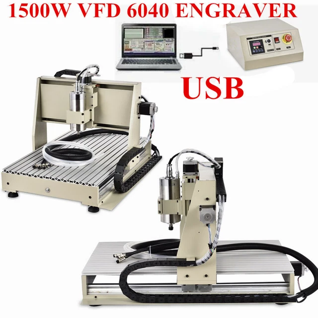CNC 6040 3D Engraving Carving Machine 3 Axis USB Router Engraver 1.5KW VFD