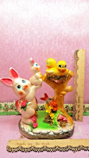 Antique Rabbit Easter Decor AIRBRUSH Chalk Ware Plaster Carnival Prize RAREST