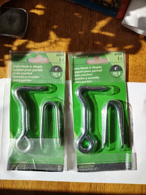 2pks - Hillman Brand 4" Zinc GATE HOOK & STAPLE # 851930