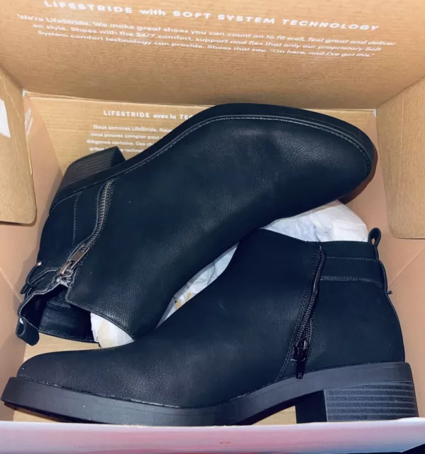 Size 12 Wide Womens Black Ankle Boot Life Stride Brand New In Box