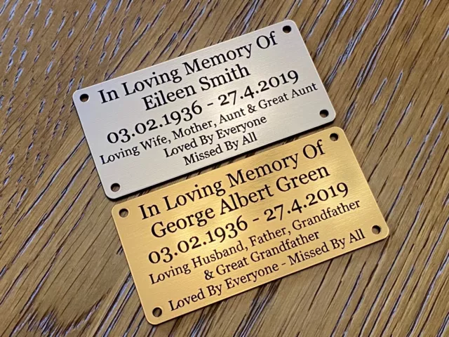 Memorial Plaque Name Plate Bench Gold Silver Brass Effect [1.5 Personalised] CC
