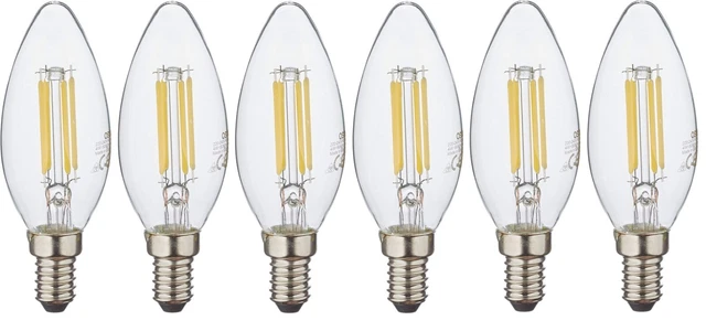 OSRAM E14 LED Kerze Birne Kerzenlampe Filament Klar 4W= 40W kaltweiß 4000K [6er]