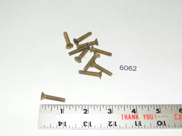 10-24 x 1 Slotted Flat Head Solid Brass Machine Screws Vintage Qty 10