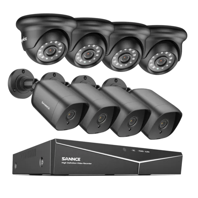 SANNCE 5in1 8CH DVR 1080P Security Camera System CCTV Outdoor EXIR Night Vision