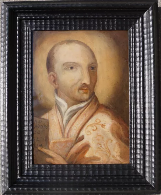 Ignatius von Loyola, Jesuit, Öl auf Kupfer, 17 Jhdt, gerahmt