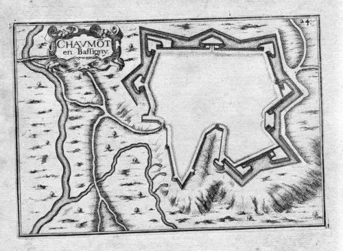 1630 - Chaumont Haute-Marne Champagne-Ardenne France gravure carte