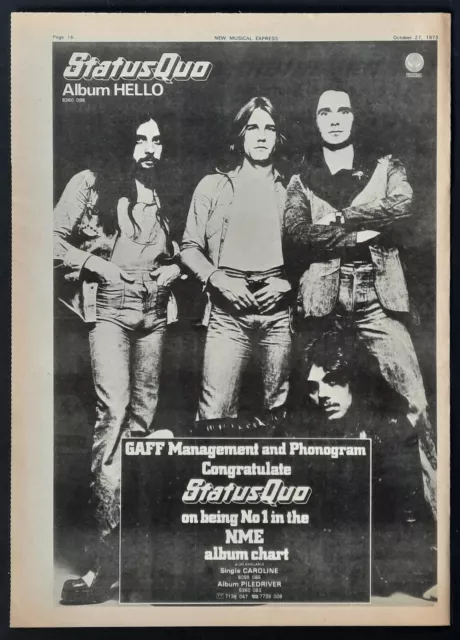 +++ 1973 STATUS QUO Poster/Press Ad Album "Hello" 2