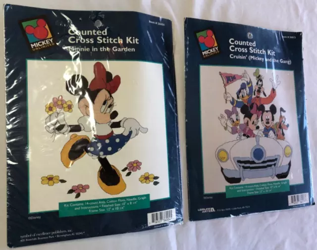 2 Kits De Punto De Cruz Contados Cruisin' Mickey And The Gang & Minnie In The Garden