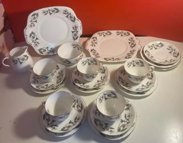 Crown Staffordshire Pear Blossom Cups, saucers, small plates, creamer,.. etc