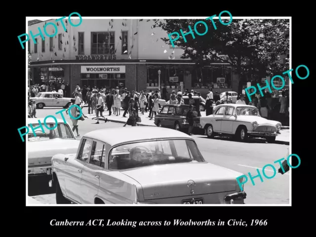 Old Large Historic Photo Of Canberra Act, Old Woolworths Building In Civic 1966