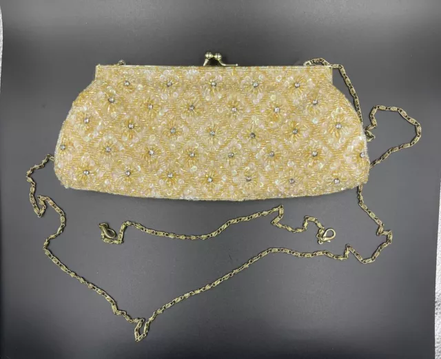 Carlo Fellini Jeweled Clutch Beaded Evening Bag Sparkling Glamorous Gold Tone