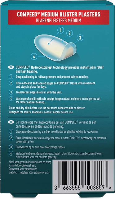 Compeed Medium Size Blister Plasters 12 Hydrocolloid Plasters Foot