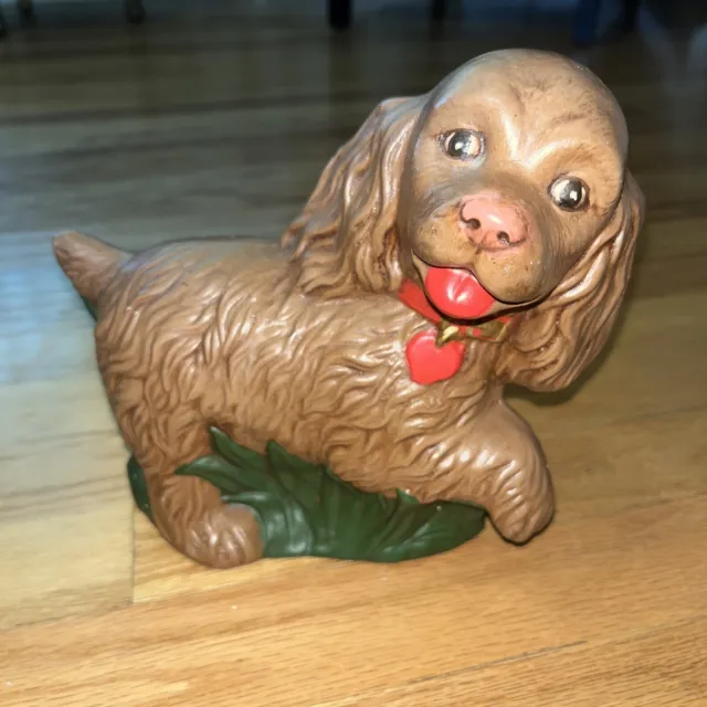 VINTAGE Brown Cocker Spaniel Dog Ceramic Figurine Statue 7.5” Hand Painted