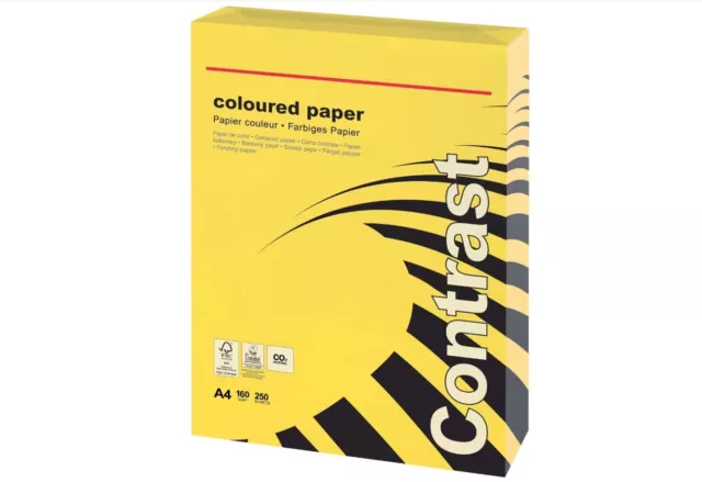 Office Depot A4 Coloured Paper 160gsm Smooth Intense Yellow 250 sheets