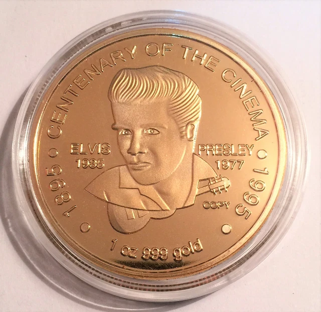 Elvis Presley 1935-77 Centenary, 1 Oz Coin Finished in 999 24k Gold, in Capsule