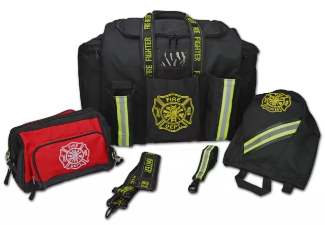 Lightning X Premium Firefighter Turnout Gear Bag Captain's Bundle w/Glove Strap