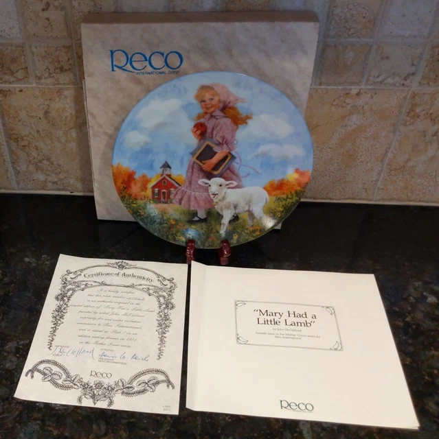 1985 MOTHER GOOSE COLLECTOR PLATE "MARY HAD A LITTLE LAMB" JOHN McCLELLAND RECO