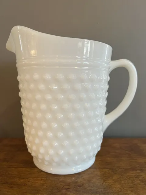 Vintage Hobnail Milk Glass Pitcher