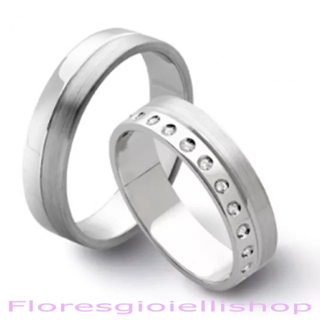 Coppia di fedine con 24 zirconi in argento 925 Flores  F58 Incisione gratuita